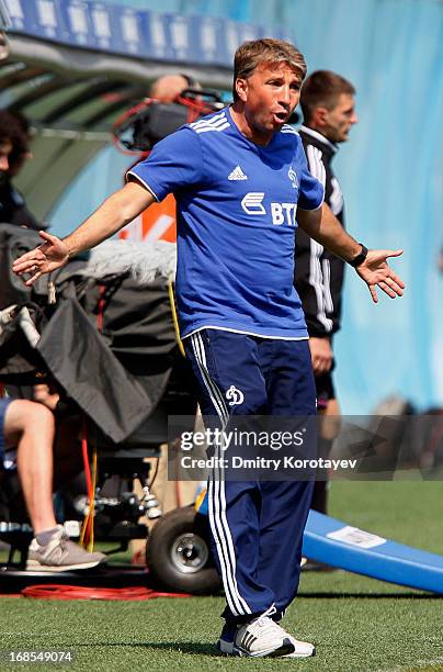 Head coach Dan Petrescu of FC Dynamo Moscow reacts during the Russian Premier League match between FC Dynamo Moscow and FC Krasnodar at the Arena...