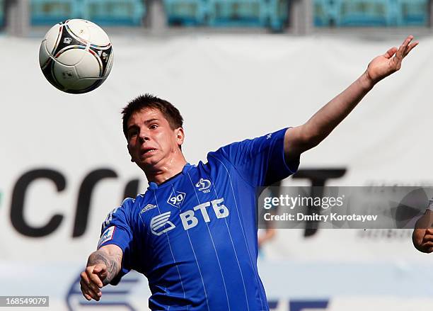 Pavel Solomatin of FC Dynamo Moscow in action during the Russian Premier League match between FC Dynamo Moscow and FC Krasnodar at the Arena Khimki...