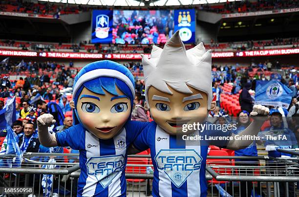 Wigan Athletic fans enjoy the atmosphere ahead of the FA Cup with Budweiser Final match between Manchester City and Wigan Athletic at Wembley Stadium...