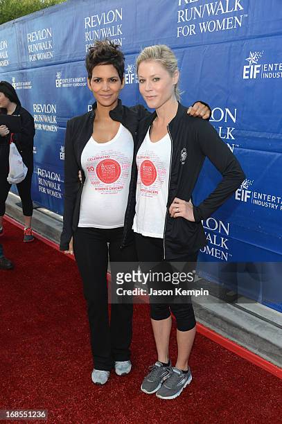 Revlon Brand Ambassador Halle Berry and host Julie Bowen attend the 20th Annual EIF Revlon Run/Walk For Women at Los Angeles Memorial Coliseum on May...