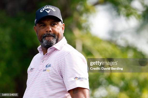 Brian Cooper of the United States looks on from the third hole during the second round of the Sanford International at Minnehaha Country Club on...