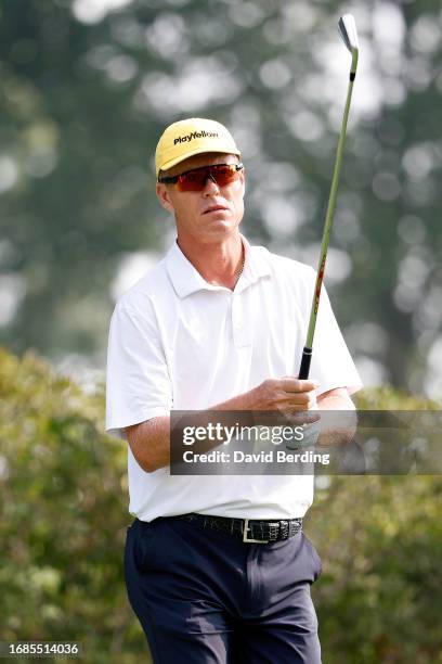 John Senden of Australia lines up his tee shot on the third hole during the second round of the Sanford International at Minnehaha Country Club on...