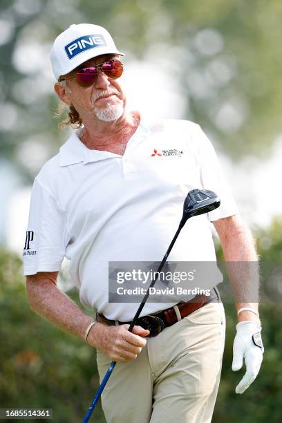 Miguel Angel Jimenez of Spain plays his tee shot on the third hole during the second round of the Sanford International at Minnehaha Country Club on...