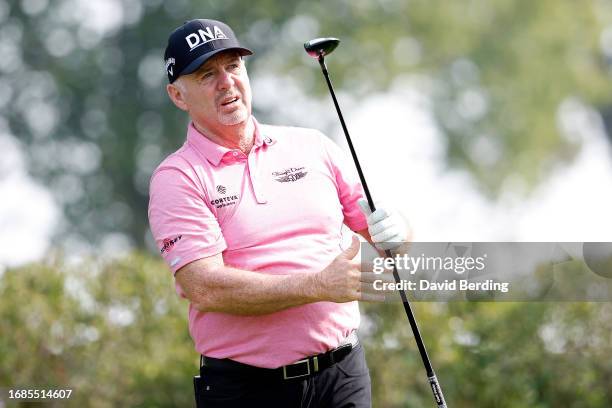 Rod Pampling of Australia plays his tee shot on the third hole during the second round of the Sanford International at Minnehaha Country Club on...