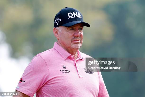 Rod Pampling of Australia walks along the third hole during the second round of the Sanford International at Minnehaha Country Club on September 16,...