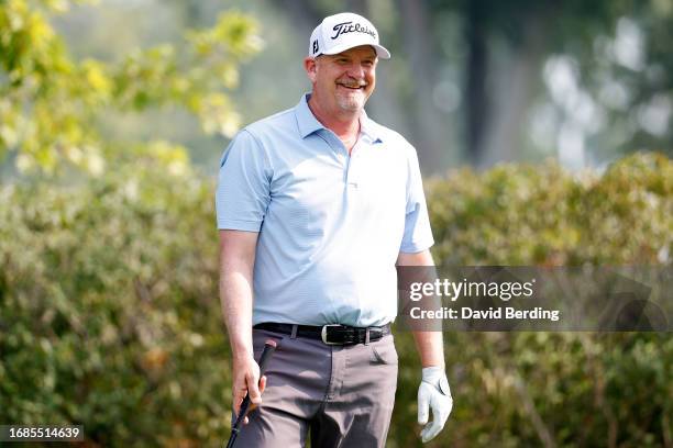 Tom Gillis of the United States smiles on the third hole during the second round of the Sanford International at Minnehaha Country Club on September...