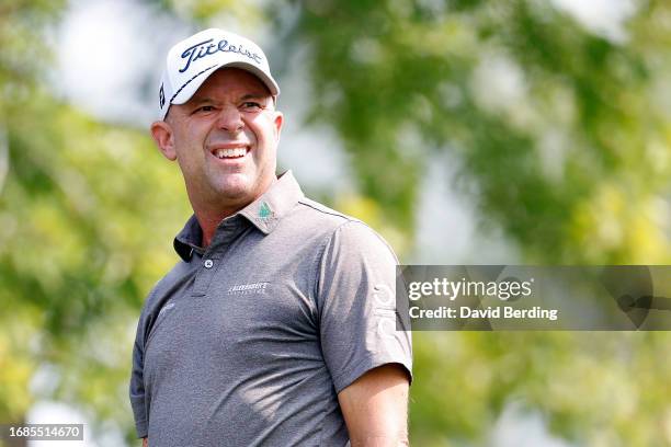 Rob Labritz of the United States looks on from the third hole during the second round of the Sanford International at Minnehaha Country Club on...