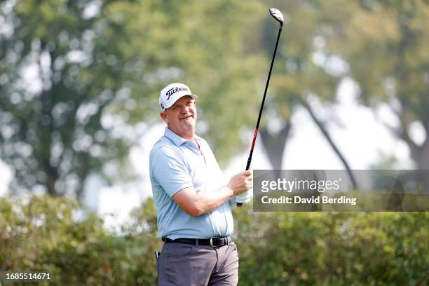 Tom Gillis of the United States plays his tee shot on the third hole during the second round of the Sanford International at Minnehaha Country Club...