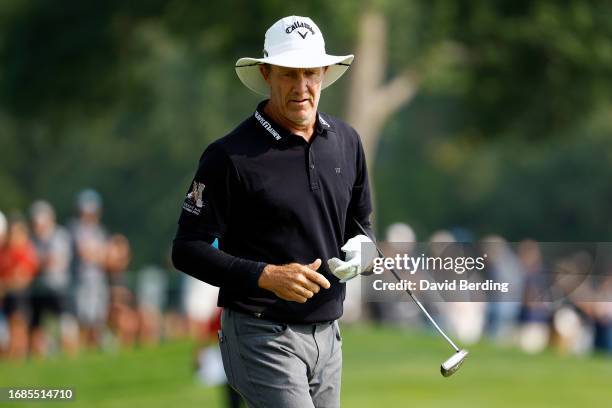 Stuart Appleby of Australia walks along the 16th hole during the second round of the Sanford International at Minnehaha Country Club on September 16,...