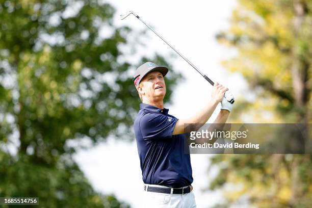 David Toms of the United States plays his tee shot on the 17th hole during the second round of the Sanford International at Minnehaha Country Club on...