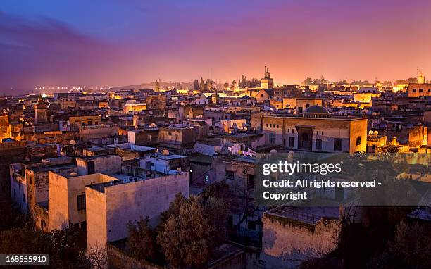 at daybreak in fez (morocco) - fez stockfoto's en -beelden