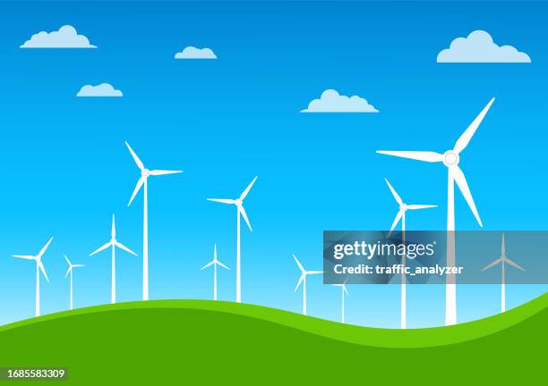 wind turbines - wind power illustration stock illustrations