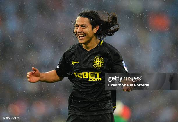 Roger Espinoza of Wigan Athletic celebrates victory after the FA Cup with Budweiser Final between Manchester City and Wigan Athletic at Wembley...