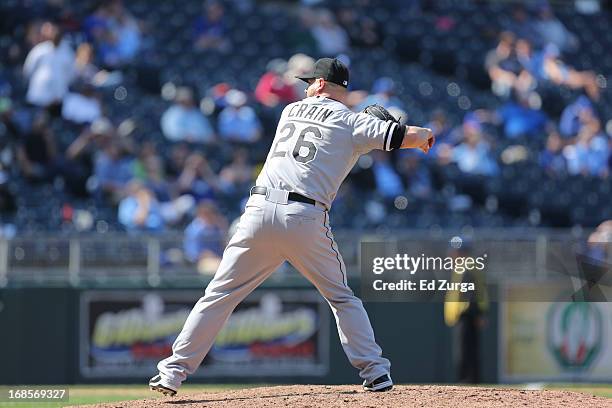 Jesse Crain of the Chicago White Sox pitches against the Kansas City Royals at Kauffman Stadium on May 6, 2013 in Kansas City, Missouri.