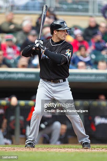 Nick Green of the Miami Marlins bats against the Minnesota Twins on April 23, 2013 at Target Field in Minneapolis, Minnesota. The Twins defeated the...