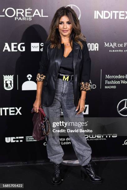 Monica Cruz attends the front row at the Lola Casademunt By Maite fashion show during the Mercedes Benz Fashion Week Madrid at Ifema on September 16,...