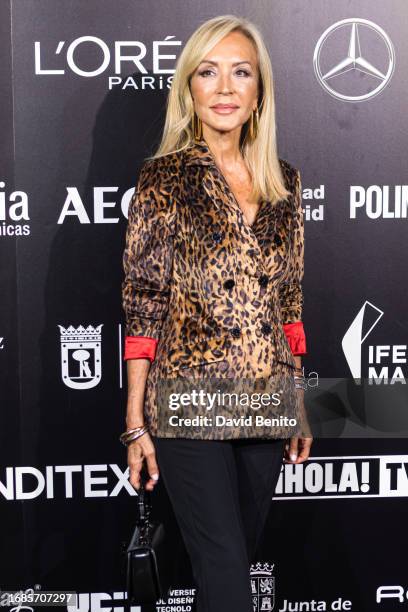 Carmen Lomana attends the front row at the Lola Casademunt By Maite fashion show during the Mercedes Benz Fashion Week Madrid at Ifema on September...