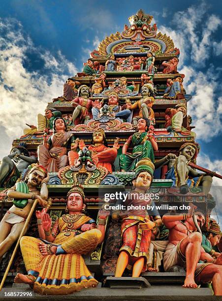 sri mariamman temple, singapore - sri mariamman tempel singapore stockfoto's en -beelden