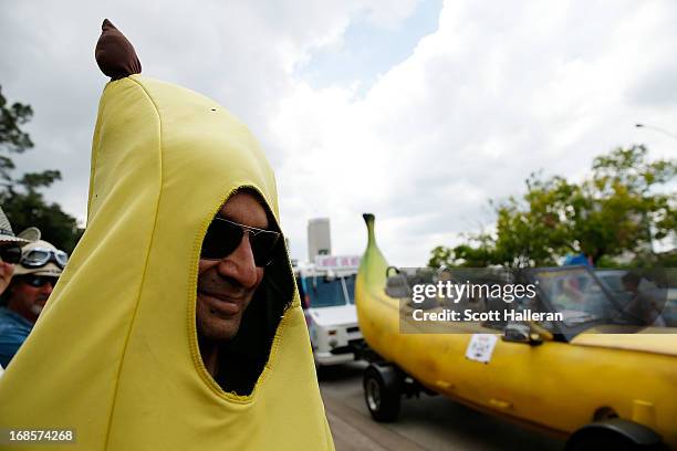 Paradegoer is seen on Allen Parkway during the 26th Annual Houston Art Car Parade on May 11, 2013 in Houston, Texas.