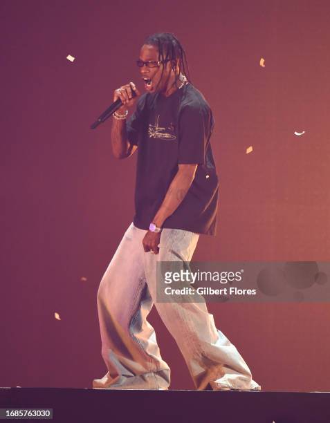 Travis Scott performs onstage at the 2023 iHeartRadio Music Festival at the T-Mobile Arena on September 23, 2023 in Las Vegas, Nevada.