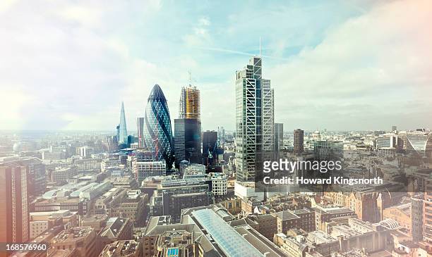 city of london elevated view - londra foto e immagini stock