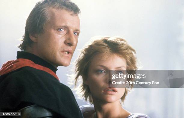 Rutger Hauer and Michelle Pfeiffer in a scene from the film 'Ladyhawke', 1985.