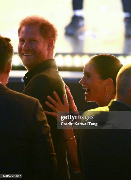 Prince Harry, Duke of Sussex, and Meghan, Duchess of Sussex attend the closing ceremony of the Invictus Games Düsseldorf 2023 at Merkur Spiel-Arena...