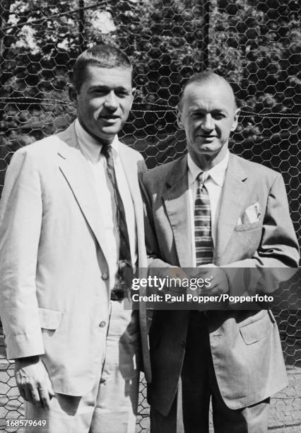 American tennis player Bill Talbert with Australian tennis player Harry Hopman at the Westchester Country Cub, Rye, New York, 7th August 1956. Both...