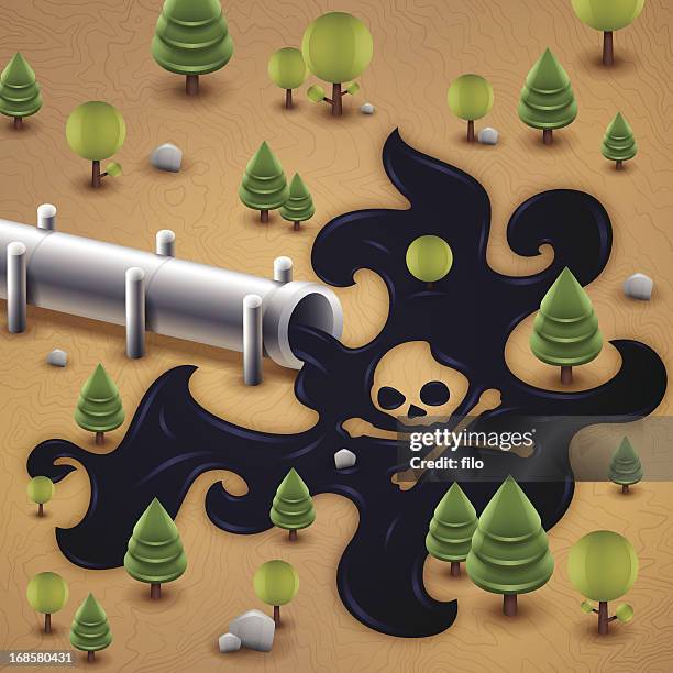 ilustraciones, imágenes clip art, dibujos animados e iconos de stock de contaminación de la tubería para derrames de aceite - spill