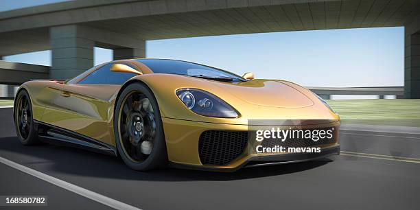 supercar - yellow car stock pictures, royalty-free photos & images