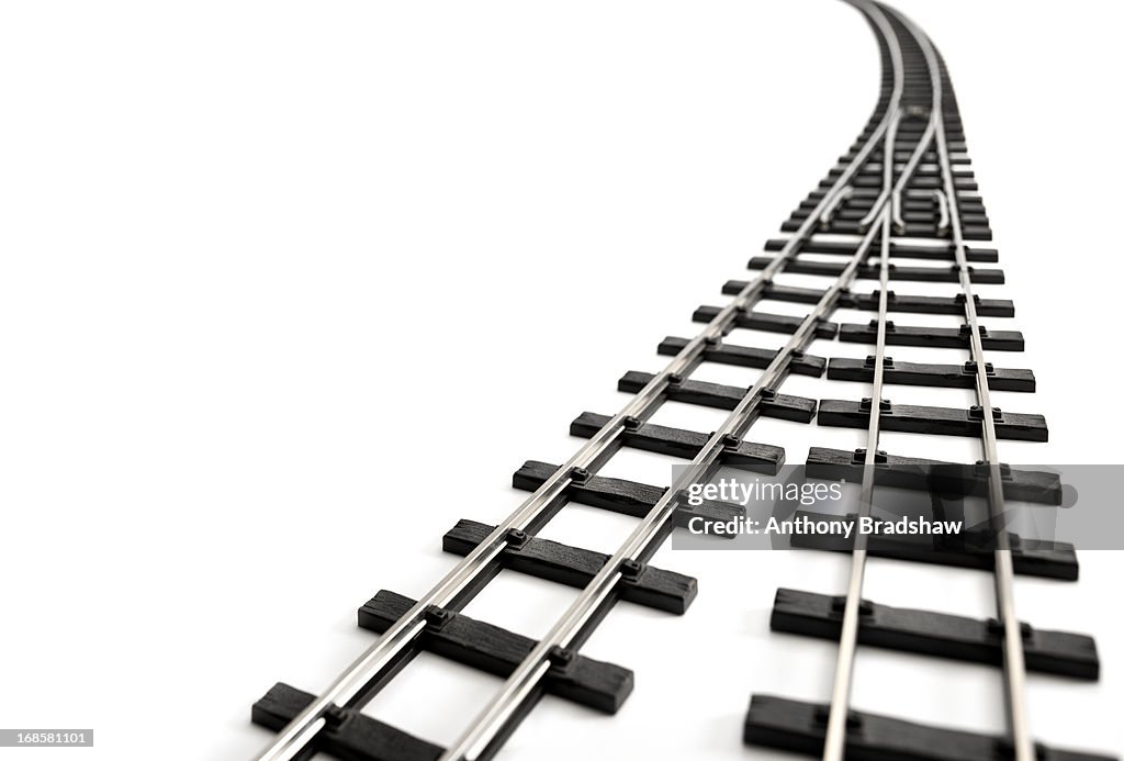 Two Train Tracks Merging Two Railway Tracks Merge High-Res Stock Photo - Getty Images