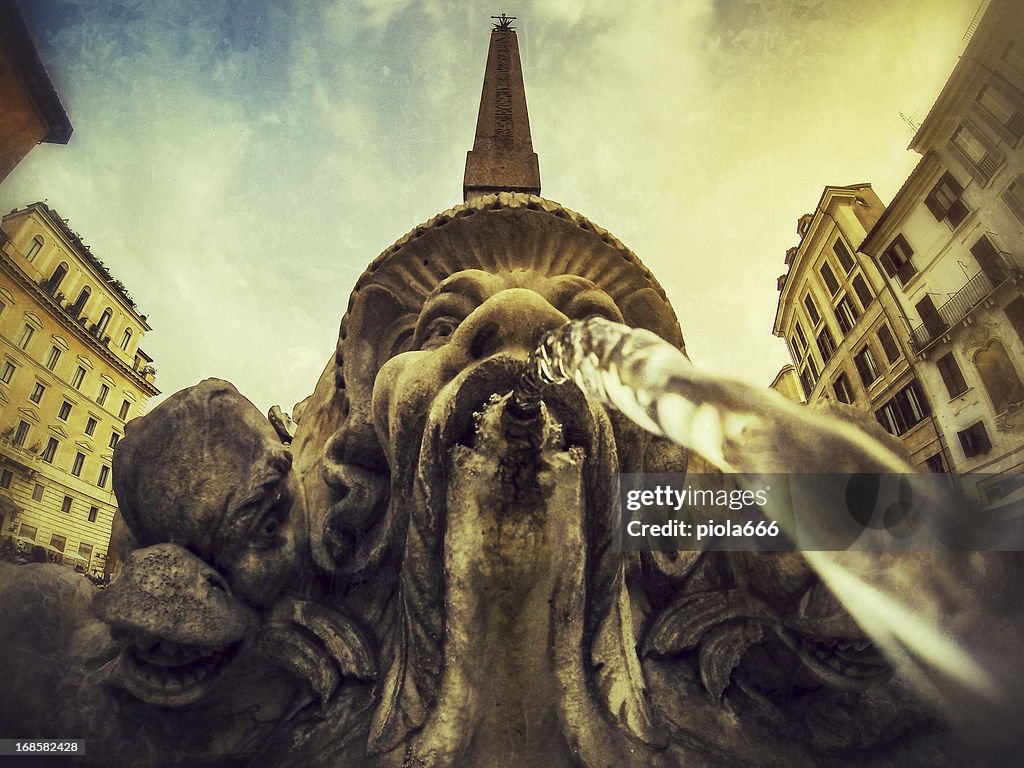 Emerging from Pantheon Fountain in Rome