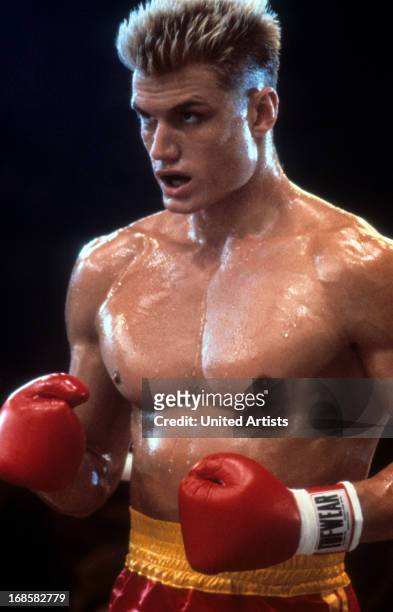 Dolph Lundgren in a scene from the film 'Rocky IV', 1985.