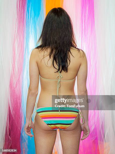 teenage girl in bikini - rear view - girls fanny stock pictures, royalty-free photos & images