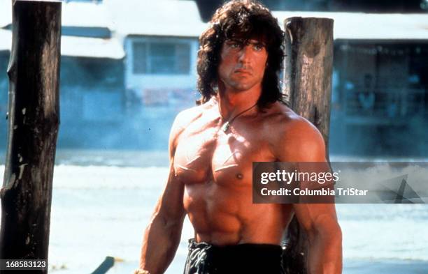 Sylvester Stallone in a scene from the film 'Rambo III', 1988.