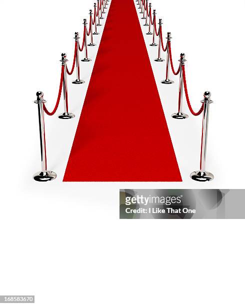 path of red carpet & red rope - red carpet event stockfoto's en -beelden