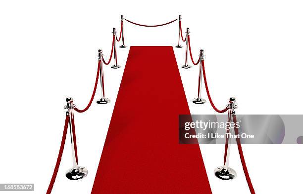 path of red carpet & red rope closed at end - roped off stock pictures, royalty-free photos & images