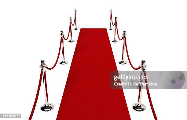 path of red carpet & red rope - red carpet event stockfoto's en -beelden