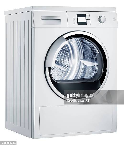 washing machine (isolated with clipping path over white background) - washing machine on white stock pictures, royalty-free photos & images