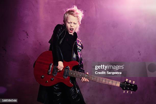 boy rock musician - little punk stock pictures, royalty-free photos & images