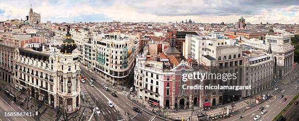 madrid classic cityscape - gran vía madrid bildbanksfoton och bilder