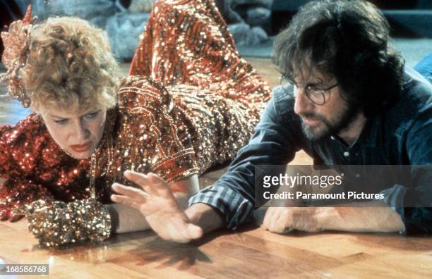 Kate Capshaw is directed by Steven Spielberg on set of the film 'Indiana Jones And The Temple Of Doom', 1984.