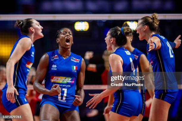 Myriam Fatime Sylla during FIVB Volleyball Women's Olympic Qualifying Tournament - Road to Paris 2024 match between Germany v Italy, in Lodz, Poland...