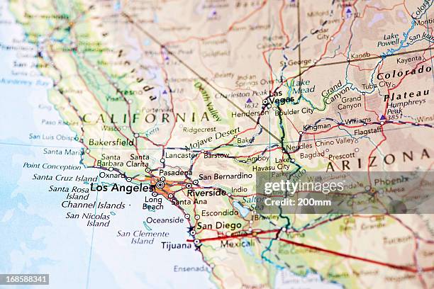 mapa de los angeles na califórnia - califórnia imagens e fotografias de stock
