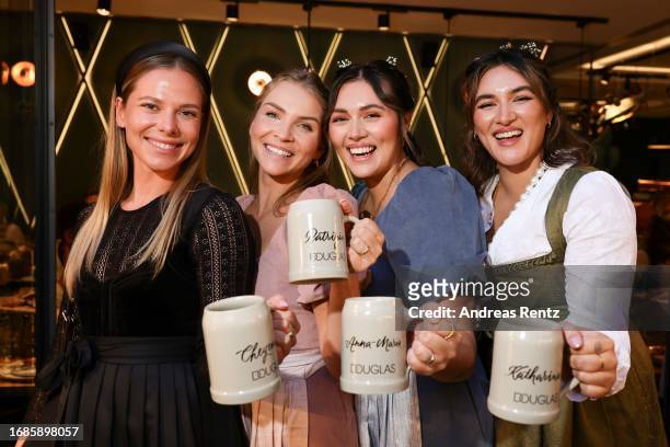 Cheyenne Pahde, Patrizia Palme, Anna-Maria Damm and Katharina Damm attend the Douglas Wiesn Beauty Gaudi on September 16, 2023 in Munich, Germany.