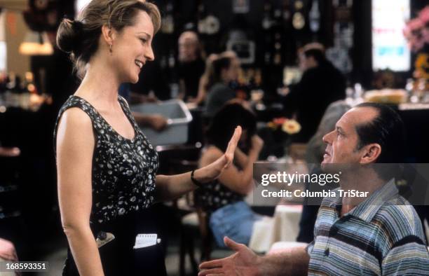 Helen Hunt as Jack Nicholson's waitress at a restaurant in a scene from the film 'As Good as It Gets', 1997.