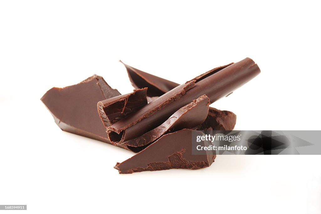 Chocolate curls isolated on white