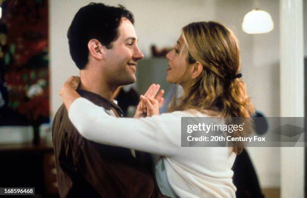 Paul Rudd and Jennifer Aniston dancing in a scene from the film 'The Object Of My Affection', 1998.