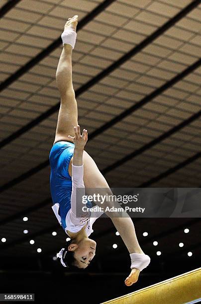 Sakura Noda of Japan performs her beam routine during day two of the 67th All Japan Artistic Gymnastics Individual All Around Championship at Yoyogi...