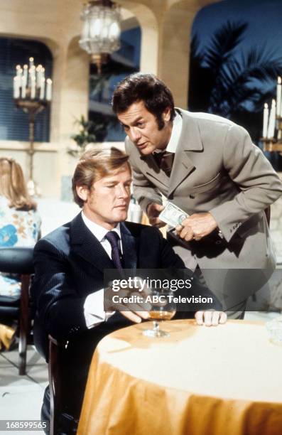 Tony Curtis and Roger Moore in a scene from the TV series 'The Persuaders!', 1971.